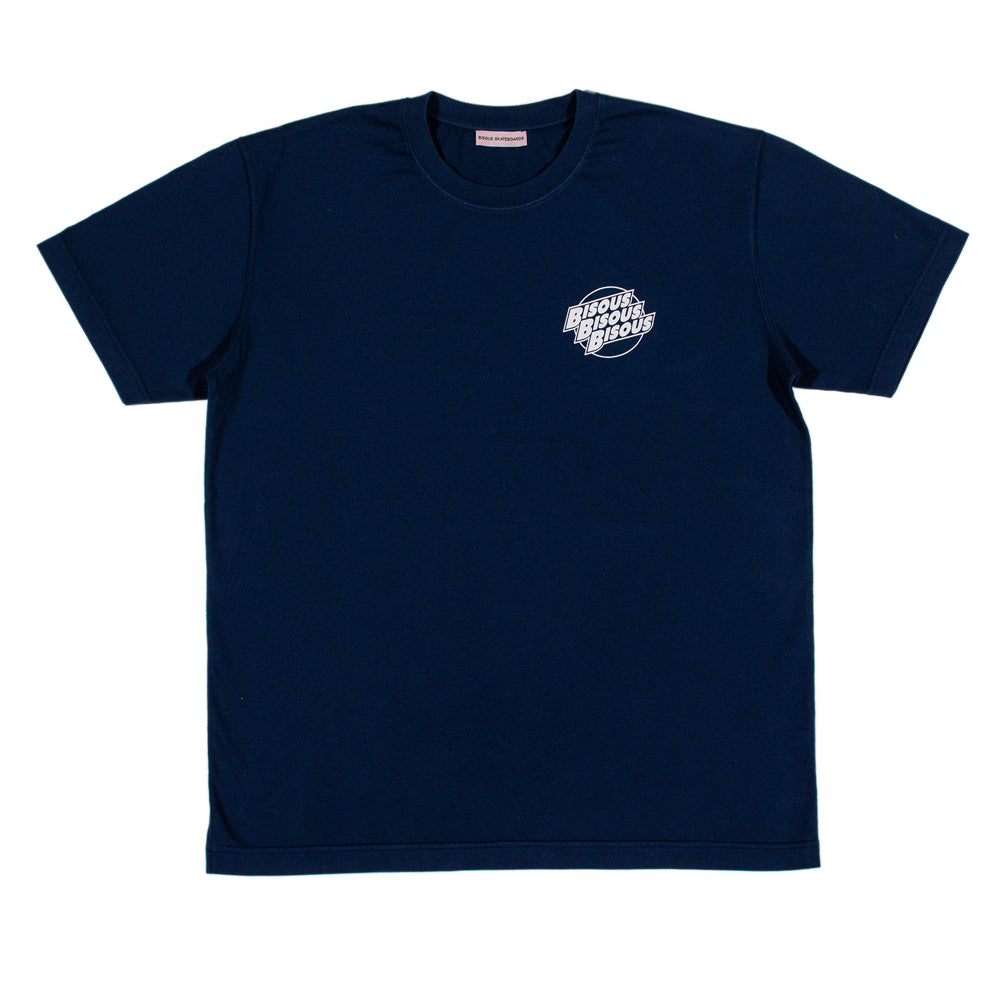 Bisous Skateboards Western Back T-shirt Mc Navy/White Bs-wstn-back-t-sh-nw